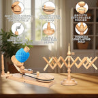 Wooden Yarn Ball Winder & Table Top Swift Set, Hand Operated Beechwood Combo Winder, Large Capacity 8 to 10 oz Yarn Fiber Winder, Wool String Swift Winder (Beechwood Winder & Swift)