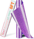 HTVRONT Purple Glitter HTV Heat Transfer Vinyl Rolls - 10" x 8ft Glitter HTV Vinyl for T-Shirts, Easy to Cut & Weed for Heat Vinyl Design