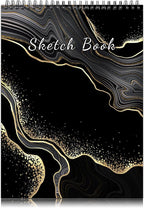 Deokke Sketchbook Top Spiral Bound Sketch Pad, 9 x 12 inch,100GSM Thick Paper,50 Sheets 100 Pages,Art Sketch Book Aesthetic Cute Drawing Writing Paper,for Girls Women-Black Marble