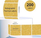 2" x 2" Square Thermal Labels Stickers, Holographic Direct Thermal Stickers Labels, Self-Adhesive Label for Small Business, DIY Logo Design- Glitter Gold
