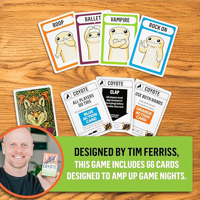 Exploding Kittens Coyote Created by Tim Ferriss, Special Edition Large Box: Includes 6 Unique Action Cards: a Party Game for 3-8 Players, Ages 10 and Up, Great for Family Night