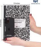 EPI Marble Hardcover Wide Ruled Composition Notebook | 200 Pages (100 Sheets), 9.75 x 7.5 in, Sturdy Sewn Binding | School, Office, Journaling, Notes - 3 Pack