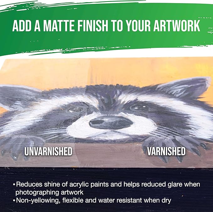 U.S. Art Supply 8 oz Matte Acrylic Varnish for Acrylic Painting, Permanent Clear Protection, Reduces UV & Photography Glare