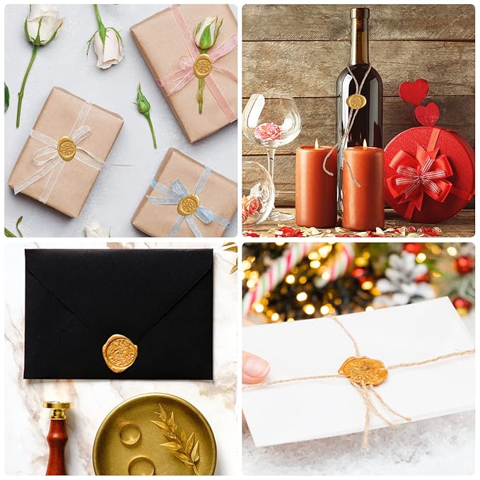 500 Pcs Octagon Sealing Wax Beads Gold Wax Seal Beads with 4 Pcs Tea Candles and 1 Pcs Wax Melting Spoon for Crafts Letter Wine Greeting Cards Sealing