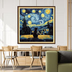 Dimensean Stamped Cross Stitch Kits Full Range of Embroidery Patterns Starter Kits for Beginners Adult or Kids DIY Cross Stitches Needlepoint Kits 11CT-Van Gogh Starry Cat 18x18 inch