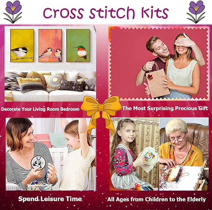 Dimxvean Stamped Cross Stitch Kits,Cross Stitch Kits for Adults Beginners,Embroidery Kits Full Range of Cross Stitch Stamped Kits Needlepoint Kits Cross Stitch Patterns-Aurora Elk 16x20 inch