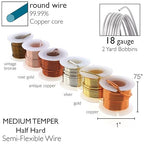 The Beadsmith Craft Wire Assortment - Tarnish-Resistant Copper Wire for Jewelry Making, 6-Pack, 0.75-Inch Mini Spools, 2 Yd Each, 18-Gauge, Assorted Colors, Medium Temper