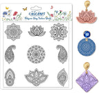 CHGCRAFT Mandala Polymer Clay Texture Sheets Single Mandala Floral Paisley Pattern Silicone Texture Stamp Clay Texture Mat Modeling Pattern Pad Sheets for Jewelry and Earrings Tools, 5.5x5.5 inch