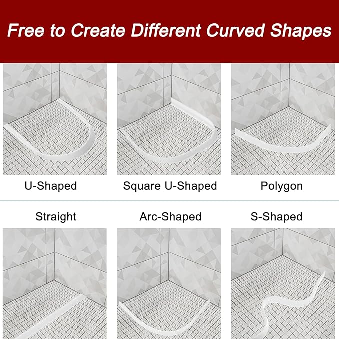 uxcell Flexible Molding Trim, 59 Inch Flexible Quarter Round Molding Silicone Peel and Stick Trim Self Adhesive Shower Water Barrier for Corner Decor Bathroom Kitchen, White