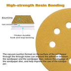 100PCS 5 Inch 8 Hole Sanding Discs 80 Grit,Gold Round Hook and Loop Sandpaper for Random Orbital Sander