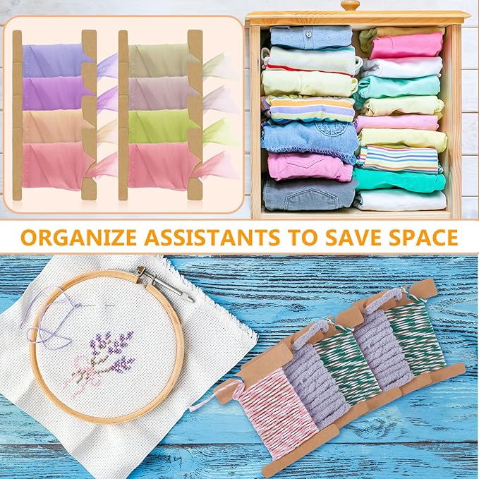 100 Pcs Ribbon Organizer Set Cardboard Ribbon Spools Embroidery Floss Holder Organizer Embroidery Thread Holder Empty Cardboard Yarn Bobbin for Cross Stitch Craft DIY Sewing