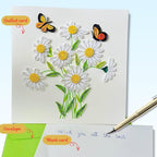 Quilling Cards, handmade card, quilled cards with Dedicated Paper Handmade Art for all occasions: Mother's day, Father's day, Birthday... daisy bouquet (With butterflies)