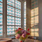 3D Stained Glass Window Film, Decorative Window Privacy Film for Bathroom,Front Door,Home, Sun Blocking Heat Control,Static Cling,23.6inch x 35.4inch Refractive Narrative