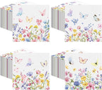 Fulmoon 200 Pieces Summer Floral Cocktail Napkins Disposable Wildflower Dessert Paper Napkins Bulk Flower Decoupage Beverage Towel for Summer Tea Party Dinner Decorative