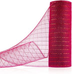 Anivia Deco Mesh Ribbon, 10inch x 30 Feet Each Roll Metallic Foil Mesh Ribbon for Wreaths Swags, Holloween, and Christmas Tree Decoration (Burgundy/Red Foil)