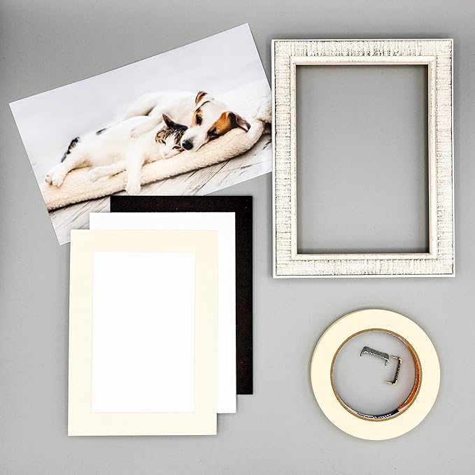 Pack of Ten 8x10 Mats Bevel Cut for 5x8 Photos - Acid Free Cream Precut Matboards for Pictures, Photos, Framing - 4-ply Thickness