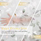 Window Privacy Film Decorative for Front Door, Bathroom Static Cling Stained Glass Sticker Opaque Heat Control UV Blocking Non-Adhesive for Home Windows 23.6 x 78.7 inches Magnolia