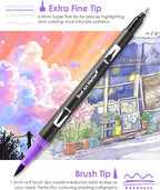 Dual Tip Markers, Double Brush Art Markers Set with Fine Tip and Brush Tip for Adult Coloring Book, Hand Lettering, Calligraphy & Drawing, Art Supplies Kit for Kids and Adults (72 Colors)