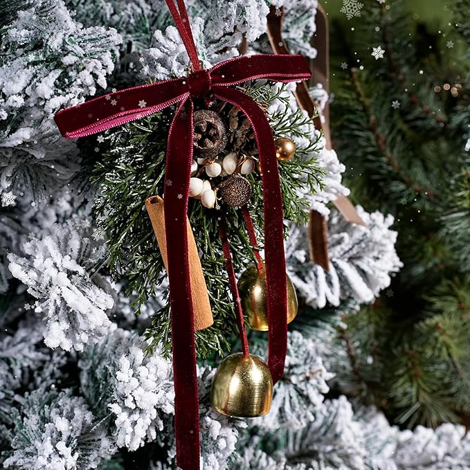 LaRibbons Thin Velvet Ribbon 3/8 Inch x 25 Yards, Burgundy Velvet Ribbon for Christmas Tree, Gift Wrapping, Wreath Bow, Outdoor Decoration