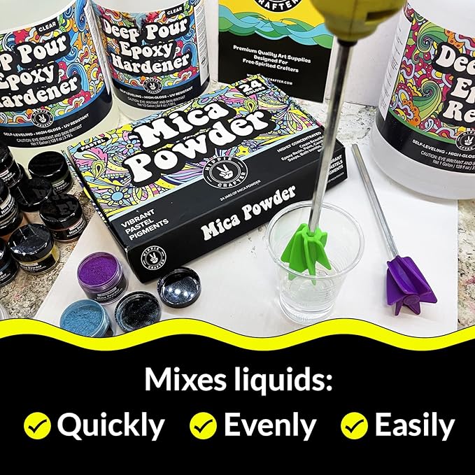 Art Resin Mixer Drill Attachment, Epoxy and Paint Stirrers for Drill, Mud Mixer for Quart or Gallon, Mini Drill Mixer Paddle for Crafting and Mixing Tools