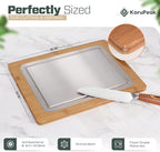 Pure Titanium Cutting Board - Double-Sided Titanium Cutting Board for Kitchen with Bamboo Side - Large 16"x12"