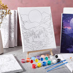 Zhanmai 12 Pack Pre Drawn Canvas for Painting Sip and Paint Kit 8" x 10" Paint Party Set Canvas Painting Pre Printed Canvases for Party Favor DIY Virtual Adult's Date Night(Astronomical Landscape)