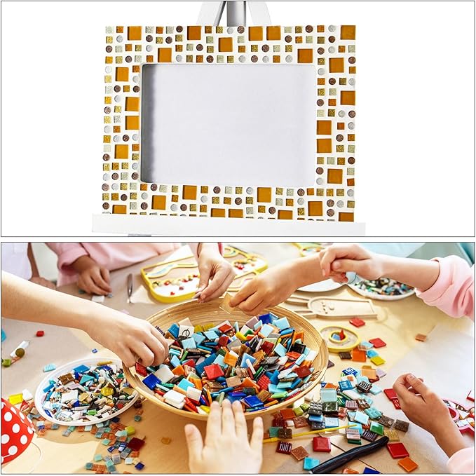 MECCANIXITY 2 Pcs Stained Glass Sheet Mosaic Tile 7.9 Inch x 5.9 Inch Pink Stained Glass Sheets for Crafts DIY Art Project