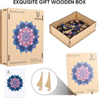 Wooden Puzzles for Adults 471 Pieces, Mandela Lotus Jigsaw Puzzles, Unique Design Color Challenge Adult Puzzles for Family Game Gift, Home Decor, 16.4x16.5 inch