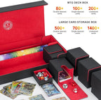 6 in1 Card Deck Box Set,X-Large Premium Trading Card Storage Case with 5 Small Box,Magnetic Game Deck Display Case Compatible with MTG/TCG/Yugioh/Magic/Commander(Black＆Red)