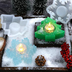 2PCS Christmas Resin Molds Christmas Tree Candle Holder Resin Molds Snowflake Silicone Resin Mold for Tea Lights Epoxy Resin Mold for Home Table Decorations Xmas Decor