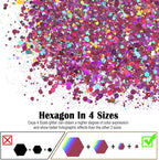 Ceya Holographic Chunky Glitter, 4.9oz/ 140g Violet Craft Glitter Powder Mixed Chunky & Fine Flakes Iridescent Nail Sequins for Nail Art, Hair, Epoxy Resin, Tumblers, Slime, Painting, Festival Decor