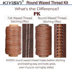 12 Classic Colors Round Waxed Thread, 0.8mm 35Yards Spool Polyester Wax Coated Cord Heavy Duty String for Leather Sewing, Stitching, Bookbinding, Upholstery Repairing and Micro Braiding