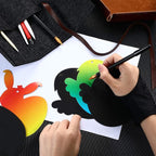 Scratch Painting Art Tool, 9 Pieces Scratching Drawing Tool Set, Including Artist Glove, Tool Bag, Scratch Coloring Pens, Plastic and Wooden Stylus, Scraper, Clean Brush