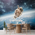 wall26 Wall Sticker/Wall Mural an Astronaut Floating About Planet Earth, Not Peel and Stick, Non-Woven Wallpaper Decorative for Bedroom, Living Room,Office - 132x120 inches
