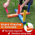 Ring Toss Game for Kids, Indoor & Outdoor Game for Family and Adults with 5 Poles, 2 Bases and 16 Rings in 4 Colors, Soft Foam Toy for Kids Backyard Ring Toss Fun