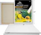 PHOENIX Professional Stretched Canvas for Painting - 16x20 Inch/4 Pack 3/4 Inch Profile, 100% Cotton 12 Oz. Heavy Duty Gesso Triple Primed White Blank Artist Canvases for Oil & Acrylic Paints