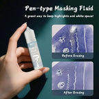 Masking Fluid for Watercolor Painting - 60ml White with a Paintbrush and Eraser - Art Masking Fluid Pen Watercolor Medium Art Supplies for Artists