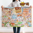 MOMIBOOK Puzzles for Adults 1000 Pieces Jigsaw Puzzles of Weekends in a Small Town, Painting Image Difficult Challenging Hard Impossible Puzzle Unique Funny Party Christmas Birthday Gifts