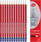 Pepy Graphite Professional Drawing Pencils - Set of 12 2H Pre-Sharpened Black Lead Pencils; Perfect for Drawing, Sketching and Shading, Graphic and Fine Art