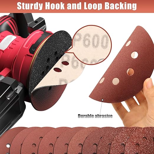 600 Grit 5 Inch Sanding Discs Hook and Loop Sandpaper, 150 PCS 8 Hole Adhesive Extra Fine Sand Paper for Random Orbital Sander