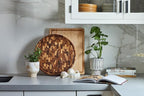 Sonder LA, End Grain Teak Wood Cutting Board 15" Round 1.5" Thick with Juice Groove and Built-in Handles, Charcuterie Serving Board (Gift Box Included)