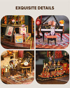 DIY Miniature House Kit, DIY Dollhouse Kit for Adults to Build, Mini House Kit with LED, Mayberry Street Miniatures, Ideal Gifts for Birthday, Halloween Christmas(Rail-Track Secluded City)