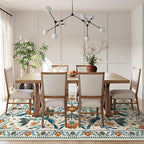 Morebes Washable Floral 8x10 Area Rugs for Living Room, Soft Insect Rug for Bedroom Non Slip, Ultra-Thin Distressed Birds Indoor Floor Throw Carpet for Classroom Playroom Farmhouse, Beige/Multi