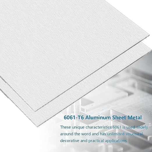6061 Aluminum Sheet Plate, 8" x 16" x 1/4" Thickness Heavy Duty Aluminum Sheets Plates with Protective Film, Rectangle Aluminum Plate Solid Metal Sheet Plate for DIY Projects Base Plate