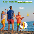 Teamaze Flying Disc Game Set with Height-Adjustable Poles & Score Tracker, Outdoor Bottle Toss Game for Beach, Lawn, Camping, Polish Horseshoes Set for Family & Friends Party Games