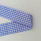 Blue and White Gingham Ribbon Plaid Ribbon 25 Yards Each Roll 100% Polyester (1", Blue)
