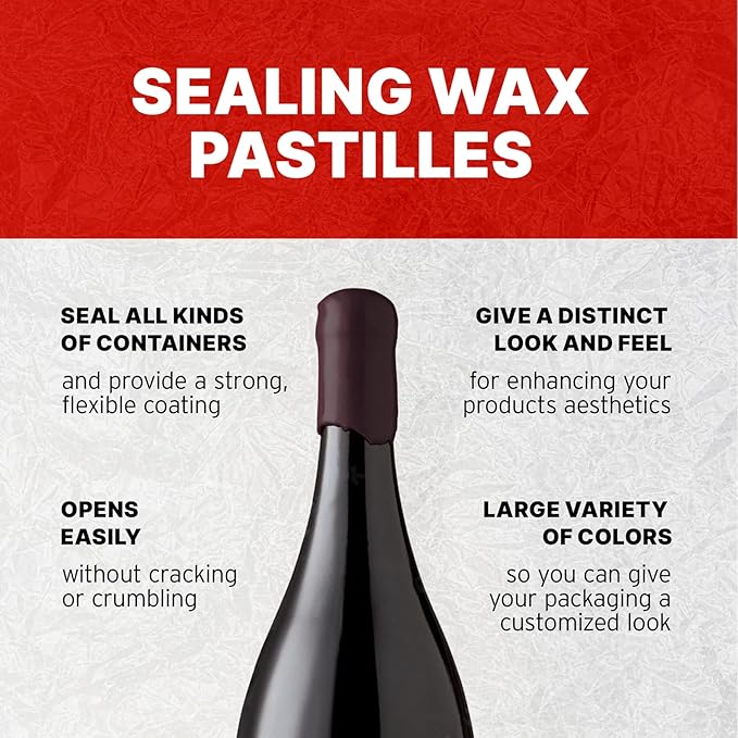 Blended Waxes, Inc. Bottle Sealing Wax, Pastille Wax Seal Beads For Wine, Beer, and Liquor Bottle Sealing, Seals Between 25-30 Bottles, 1 lb, Purple Metallic