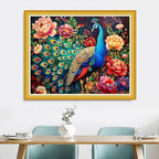 Magxvouy Cross Stitch Kits Stamped Full Range of Embroidery Kits,Cross Stitch Patterns Needlework Kits for Beginners 11CT Printed Kits&Peacock Flower 16x20 inch