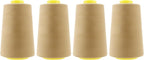 Mandala Crafts 4 Pack of Serger Threads Cones Spools - 40S/2 24000 Yards Polyester Khaki Threads for Sergers Machine and Overlock Quilting Sewing Machine