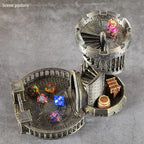 AUSPDICE DND Dice Tower Castle and Tray Retro Dice Rolling Tower for Dungeons and Dragons RPG Tabletop Games (Brushed Brass Color)